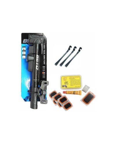 Inflador Bicicleta Beto Mini Bomba Air 120psi + Kit Parch